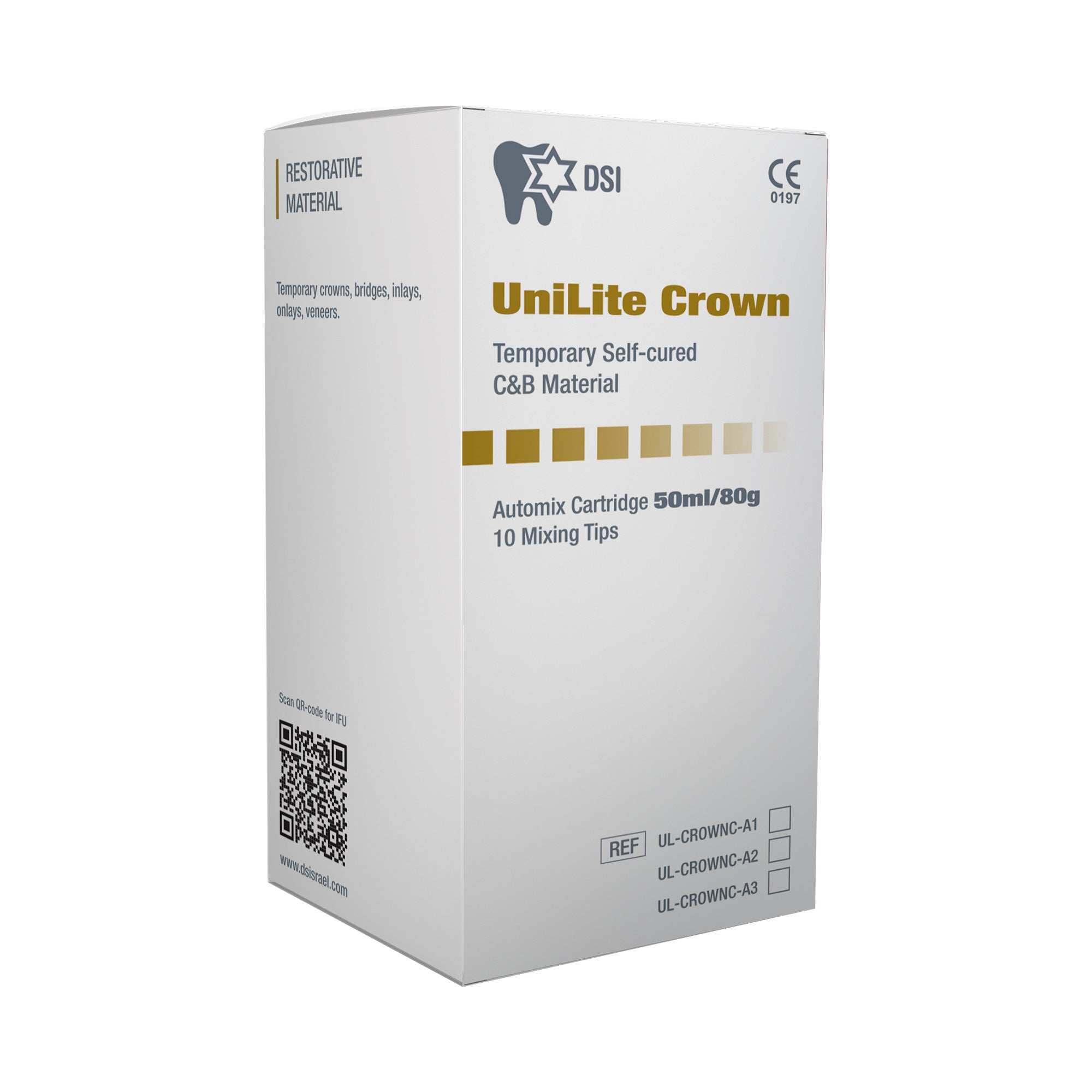 DSI UniLite Crown Temporary Self-Cure C&B Material 80g Automix Cartridge