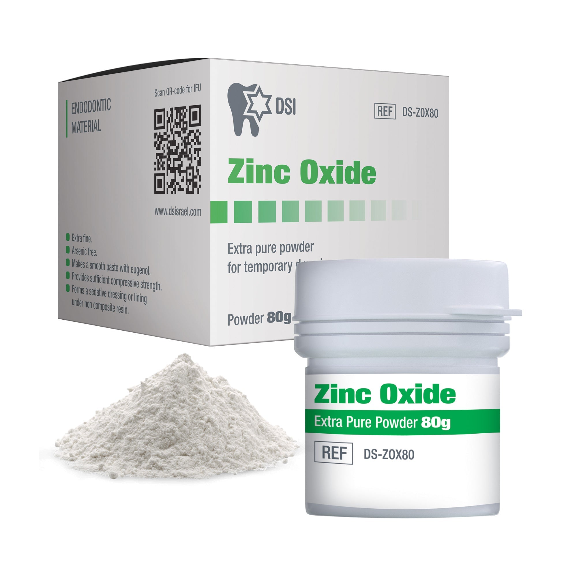 DSI Dental Zinc Oxide Powder For Temporary Dressings 80g Jar