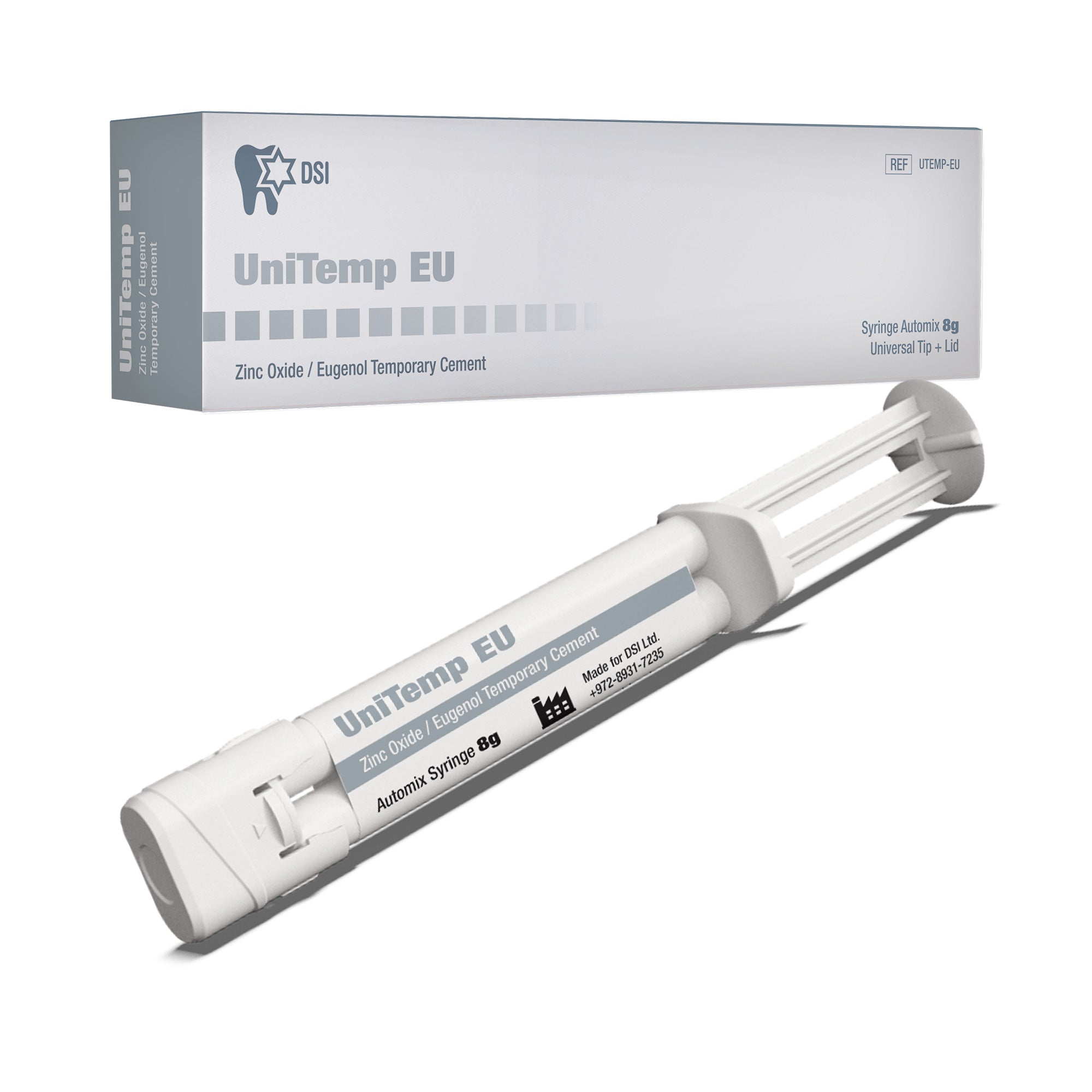 DSI UniTemp EU Zinc Oxide Eugenol Temporary Cement Automix Syringe 8g