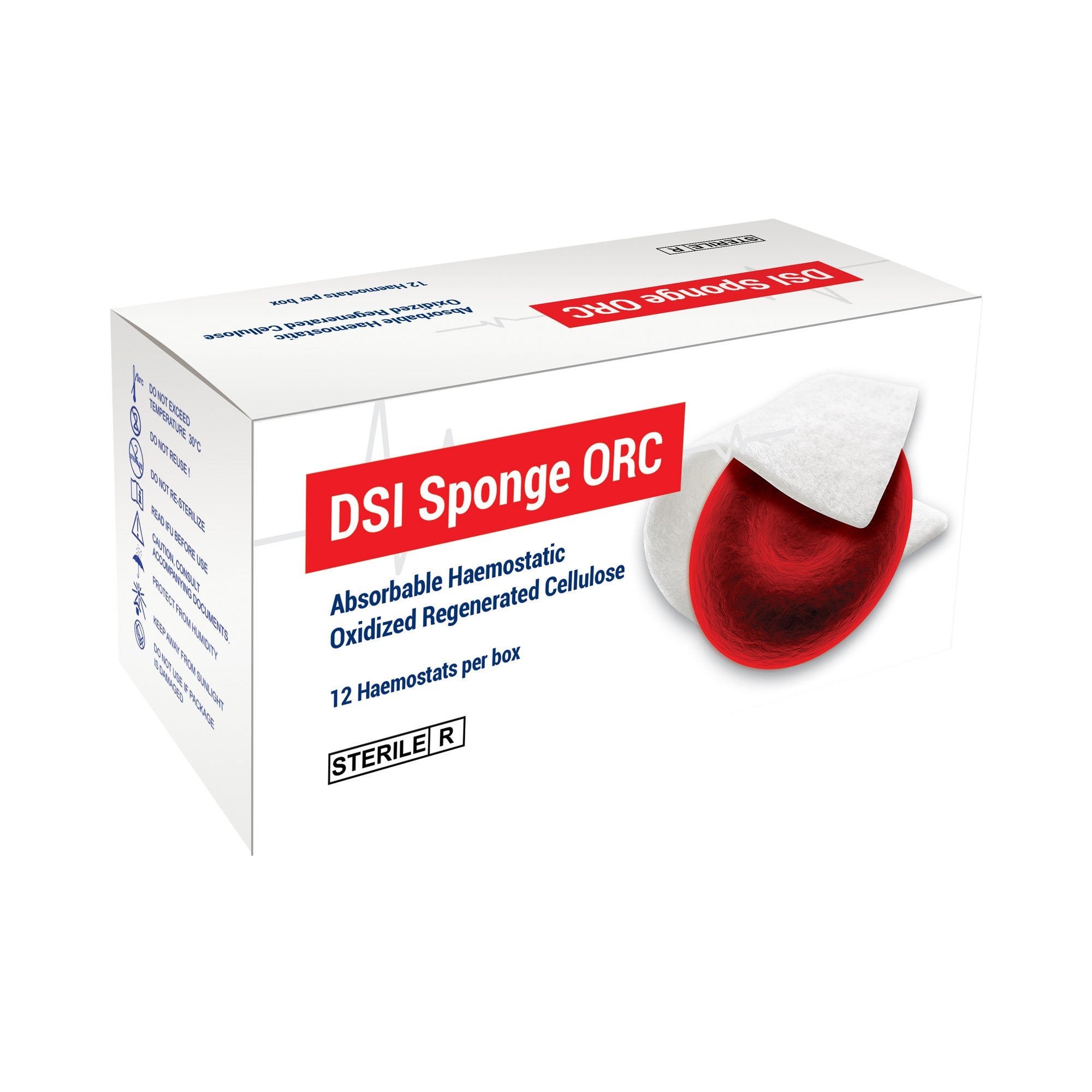 DSI ORC Sterile Absorbable Hemostatic Sponge Plant-Based Cellulose Fine 13x51mm