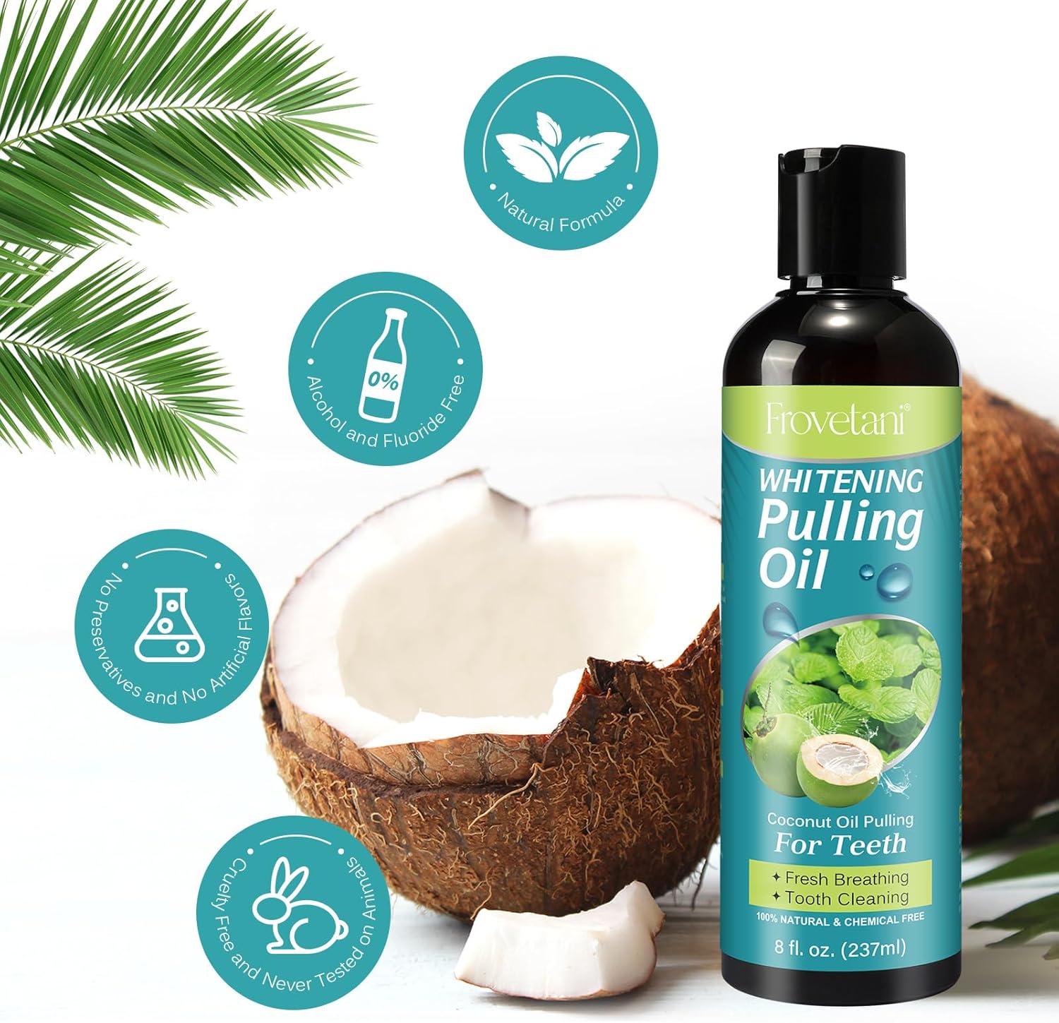 All natural Coconut Oil Pulling for Teeth with Peppermint & Vitamin E