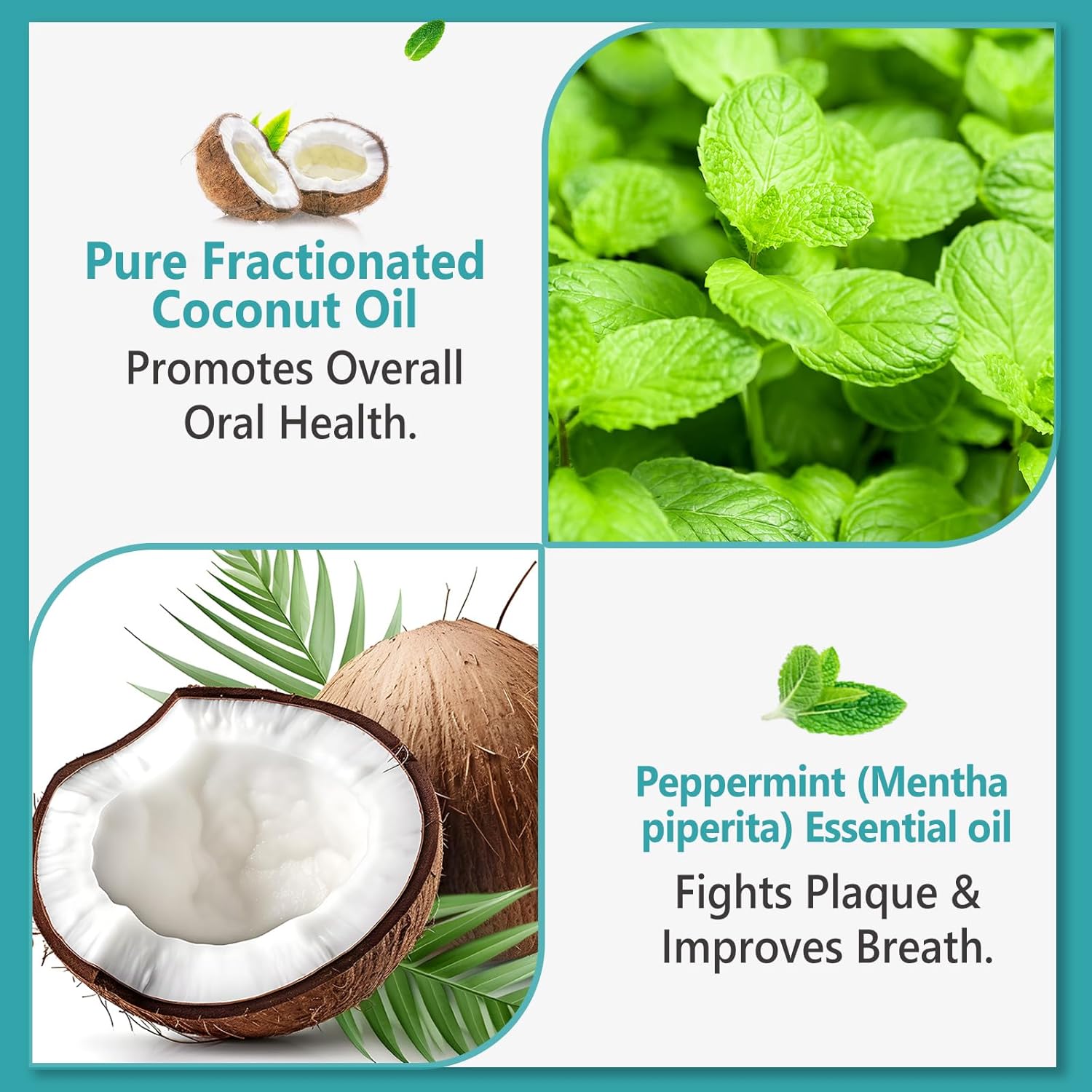 All natural Coconut Oil Pulling for Teeth with Peppermint & Vitamin E