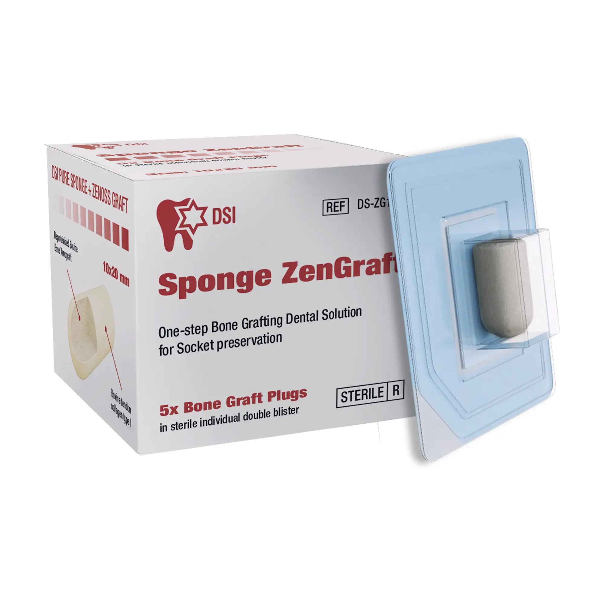 DSI Sponge ZenGraft Bone Plugs for Ridge Grafting 100% Bovine