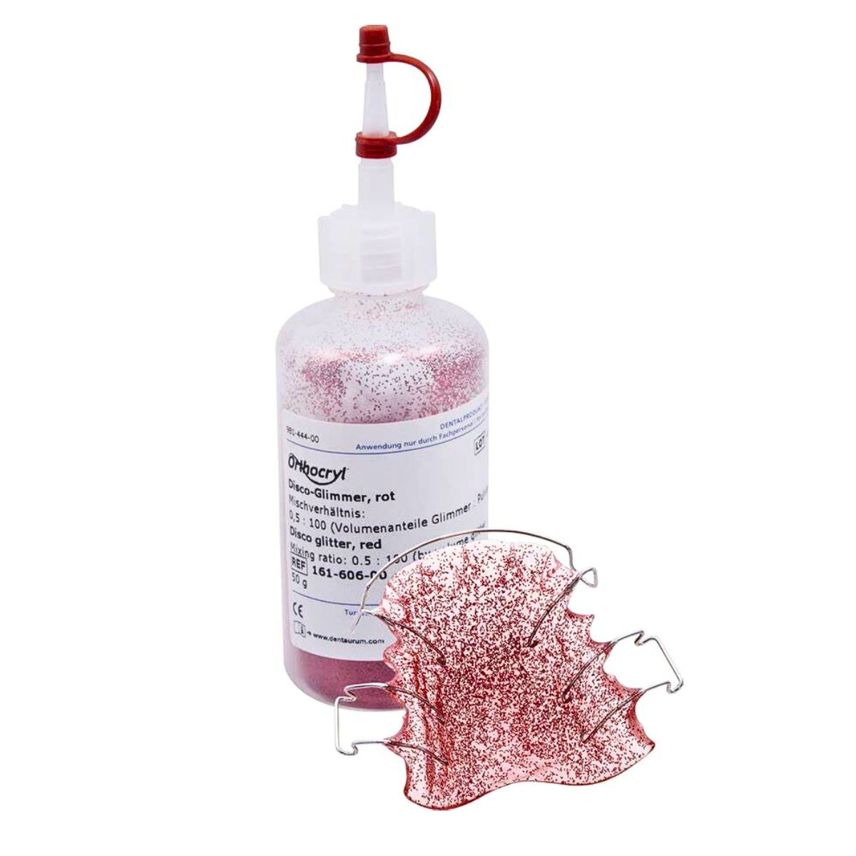 Dentaurum Orthocryl Disco Glitter Red 50g