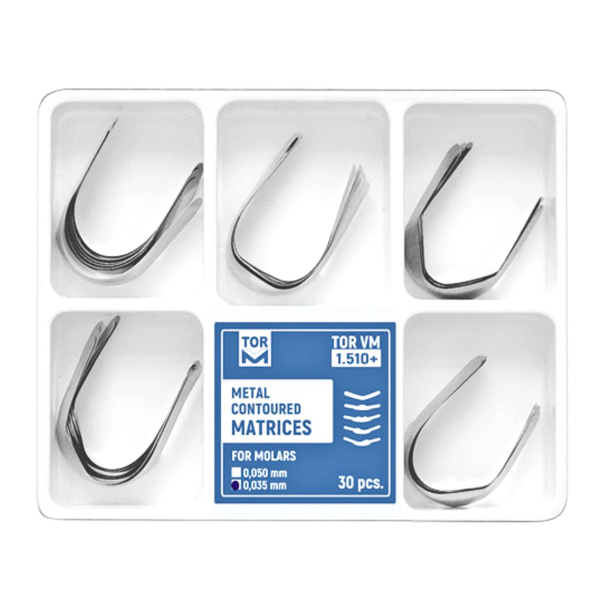 Tor VM Metal Contoured Matrices For Molars 30pcs Set