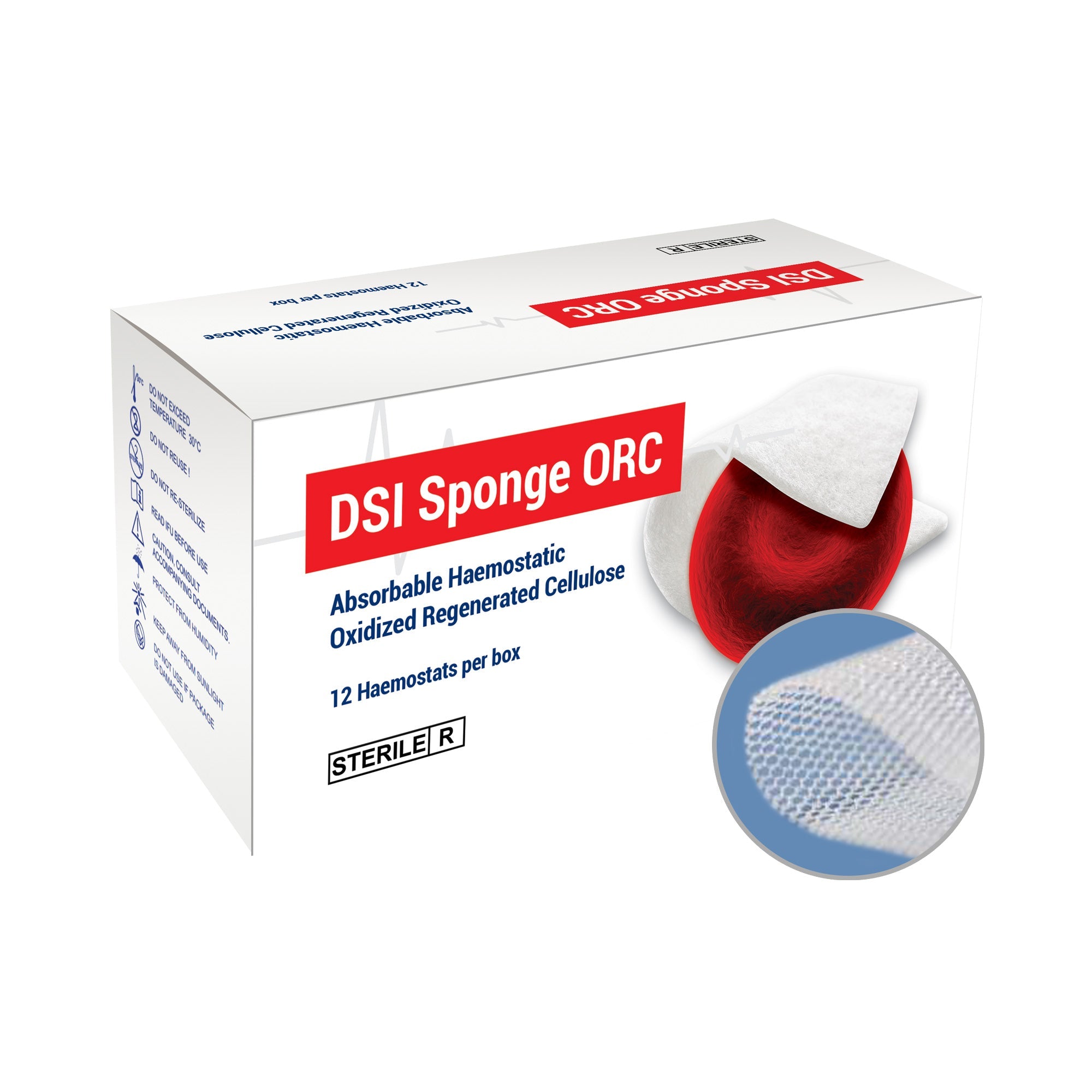 DSI ORC Sterile Absorbable Hemostatic Sponge Plant-Based Cellulose Fine 13x51mm