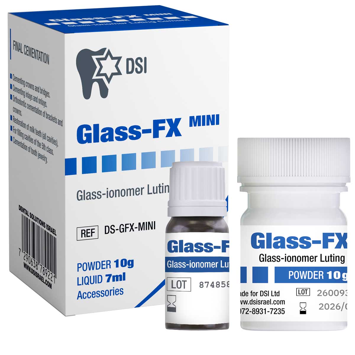 DSI Glass FX Glass-Ionomer Luting Cement Mini Powder Liquid 10g 7ml