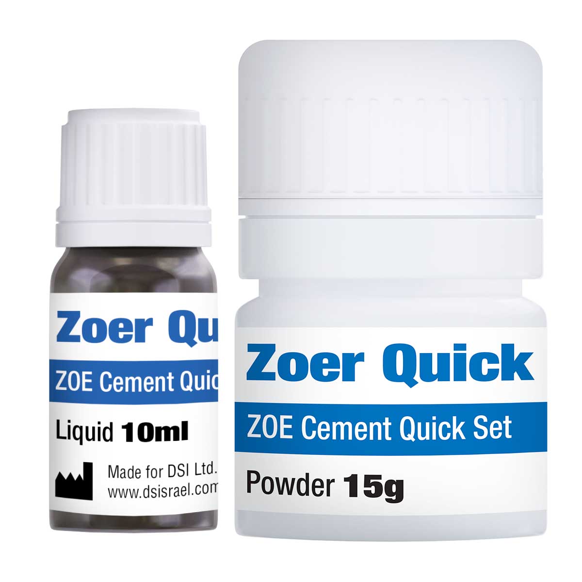 DSI Zoer Quick ZOE Temporary Cement Rapid Setting Powder Liqud Set 15g +10ml